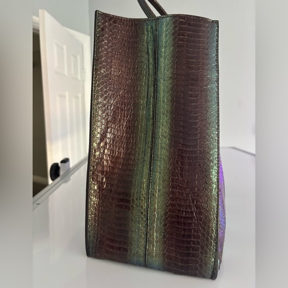 Balenciaga Iridescent Green and Purple Snake Skin Tote - Picture 10 of 11